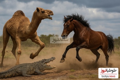 فیلم/ مستند حیات وحش حیوانات / نبرد هولناک شتر و اسب، تمساح و اسب