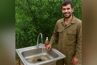 خلاقیت خنده‌دار مکانیک تبریزی در ساخت روشویی مخصوص باغ  حماسه آفرید/بفرما تکنولوژی وطنی😂