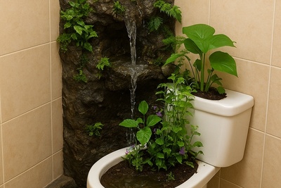 خلاقیت خنده دار اوستا بنای اردبیلی برای احداث باغچه و آبنما در توالت برای جذابیت بخشیدن به خانه نوعروس/ دنیا چنین مردمانی را با این هوش و ذکاوت به خود نخواهد دید! +عکس