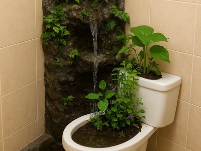 خلاقیت خنده دار اوستا بنای اردبیلی برای احداث باغچه و آبنما در توالت برای جذابیت بخشیدن به خانه نوعروس/ دنیا چنین مردمانی را با این هوش و ذکاوت به خود نخواهد دید! +عکس