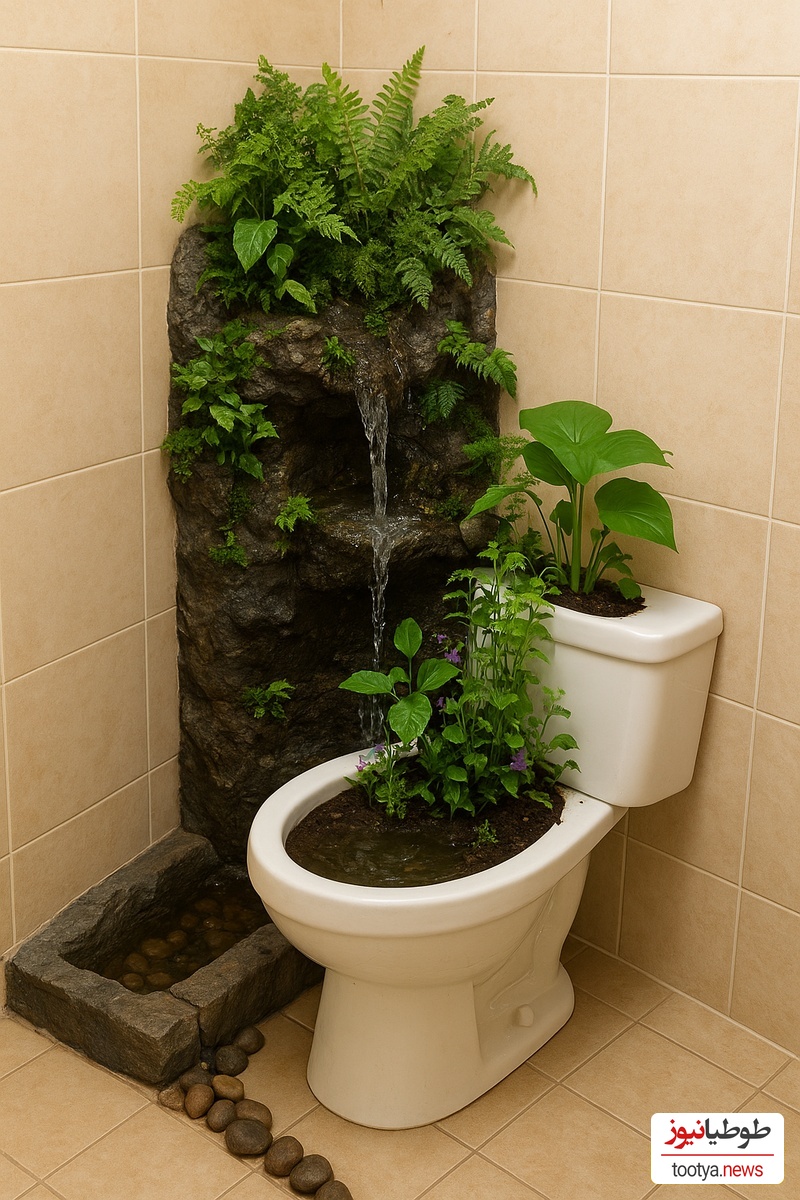 خلاقیت خنده دار اوستا بنای اردبیلی برای احداث باغچه و آبنما در توالت برای جذابیت بخشیدن به خانه نوعروس/ دنیا چنین مردمانی را با این هوش و ذکاوت به خود نخواهد دید! +عکس