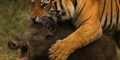 فیلم/ مستند حیات وحش حیوانات /نبرد نفسگیر گراز و ببر