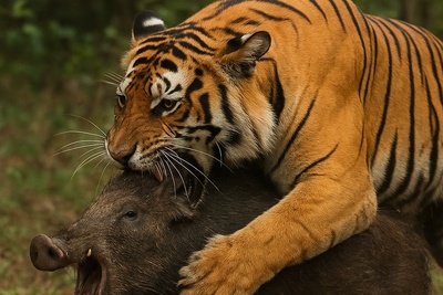 فیلم/ مستند حیات وحش حیوانات /نبرد نفسگیر گراز و ببر