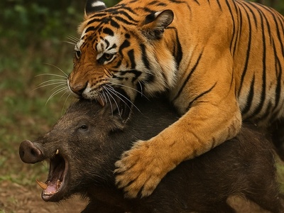 فیلم/ مستند حیات وحش حیوانات /نبرد نفسگیر گراز و ببر