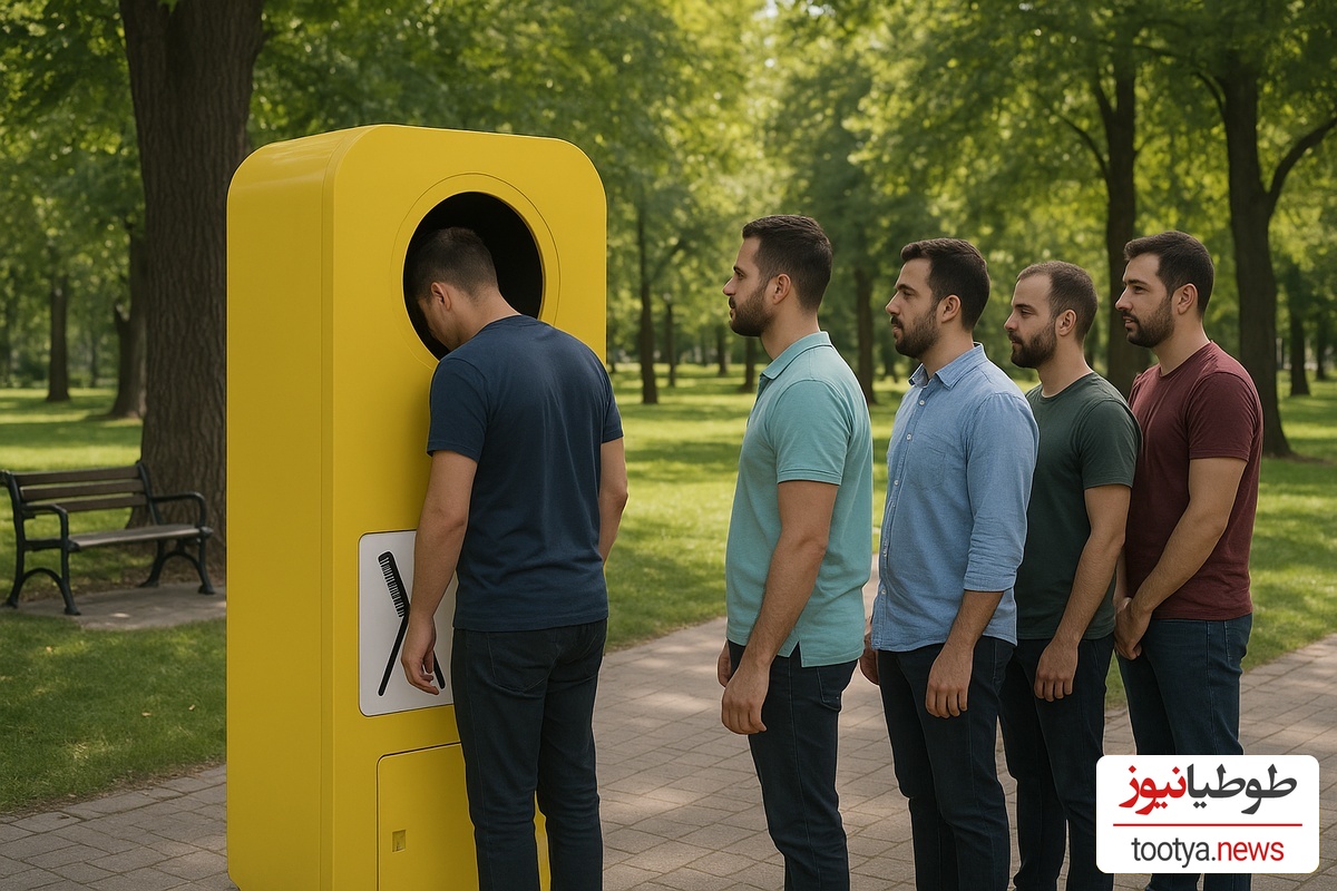 ابتکار منحصربفرد شهرداری در قرار دادن دستگاهی در مکان‌های عمومی برای کوتاه کردن موهای مردم بصورت رایگان و در عرض 3 ثانیه! +فیلم