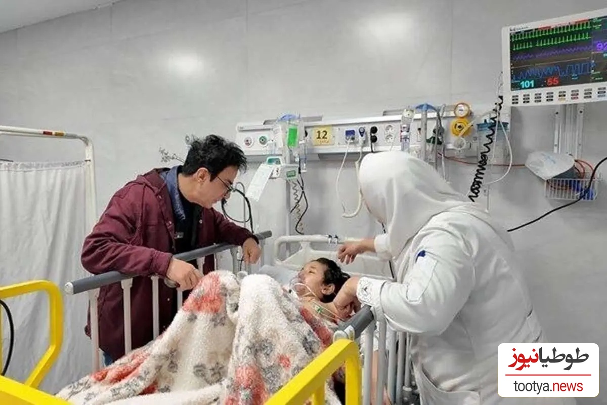 عمو پورنگ در کنار کودکان مجروح