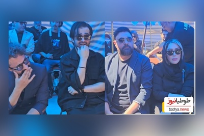 چهره‌های غمگین و عزادار مصطفی راغب، فرزاد فرخ، محسن افشانی ، محمد علیزاده و همسرش در مراسم چهلم حمید هیراد/ روحش شاد و یبادش گرامی