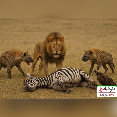 (ویدئو) مستند حیات وحش حیوانات/ راز بقا، این داستان: حمایت شیر نر از همسرش و قلدری برای کفتارها و لاشخورها