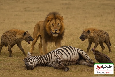(ویدئو) مستند حیات وحش حیوانات/ راز بقا، این داستان: حمایت شیر نر از همسرش و قلدری برای کفتارها و لاشخورها