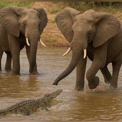 حیات وحش ؛ مستند حیات وحش حیوانات / 
نبرد دیدنی یک کرورکودیل در محاصره چند فیل در رودخانه