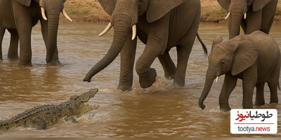 حیات وحش ؛ مستند حیات وحش حیوانات / 
نبرد دیدنی یک کرورکودیل در محاصره چند فیل در رودخانه