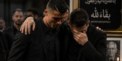 رونالدو رقیب همیشگی را تنها نگذاشت؛ دلداری عجیب کریستیانو به مسی در ختم پدر! امباپه و هالند هم بودند! فقط گریه های مرجانه گلچین!