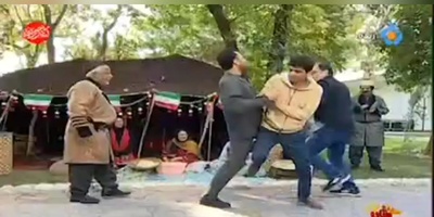 (ویدئو) مبارزه عجیب مجریان شبکه 5 سیما به روش خروس جنگی
