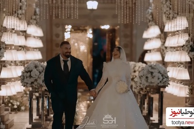 فیلم/ نگاهی به چیدمان جشن عروسی فاخر و پرطمطراق بهروز تابانی شیرشاه ایرانی در قصر با نمای مصر باستان/ سنگ تمام مستر المپیا برای عروس خانوم😍