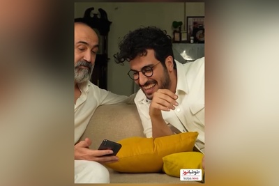 خنده های از ته دل امیرحسین قیاسی در آغوش هادی حجازی‌فر بعد از جهانی شدن شبا و قلب معروف😂/ پولمو زود بریز کار دارم