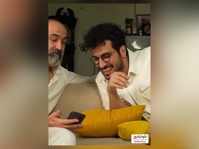 خنده های از ته دل امیرحسین قیاسی در آغوش هادی حجازی‌فر بعد از جهانی شدن شبا و قلب معروف😂/ پولمو زود بریز کار دارم