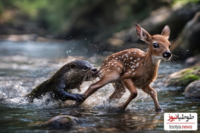 فیلم/ مستند حیات وحش حیوانات / حمله غافلگیر کننده سمور های آبی گوشتخوار لرزه به اندام بچه آهو انداخت!