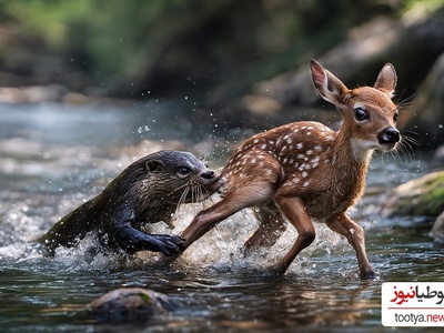 فیلم/ مستند حیات وحش حیوانات / حمله غافلگیر کننده سمور های آبی گوشتخوار لرزه به اندام بچه آهو انداخت!