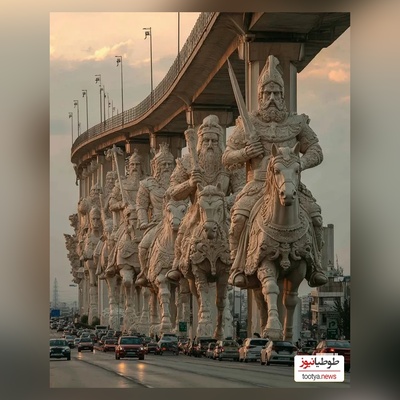 درخشش عجیب‌ترین طراحی پل‌ با ستون‌های افسانه‌ای و الهام از اساطیر تاریخی ایران به سبک معماری هخامنشیان / شاهکار معماری دنیا که همه را مات و مبهوت خودش کرد + عکس