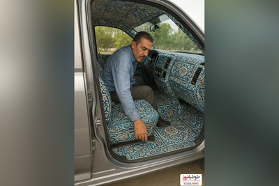 ویدئو/خلاقیت  کاشی‌کار ایرانی" در تزئین ماشین پیکاپ با کاشی حماسه آفرید/ هنر نزد ایرانیان است و بس