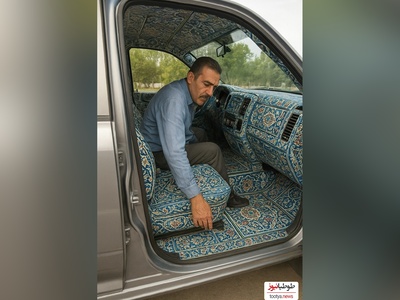 ویدئو/خلاقیت  کاشی‌کار ایرانی" در تزئین ماشین پیکاپ با کاشی حماسه آفرید/ هنر نزد ایرانیان است و بس