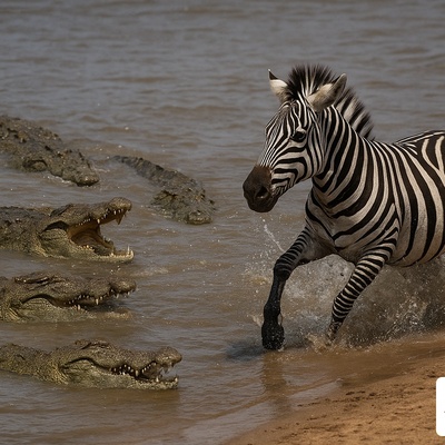حیات وحش ؛ مستند حیات وحش حیوانات / 
نبرد دیدنی یک گورخر در محاصره چند تمساح در رودخانه!