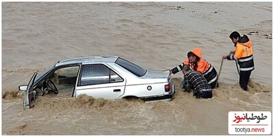 (ویدئو) تصاویر اولیه از ورود سیلاب وحشتناک در جاده چالوس