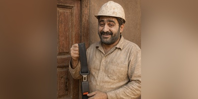 خلاقیت خنده دار و تحسین برانگیز اوستا بنای ایرانی در تعمیر در قدیمی با کمربند پراید حماسه آفرید  / هنر نزد ایرانیان است و بس!