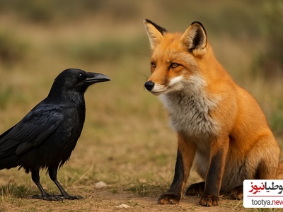 (ویدئو) مستند حیات وحش حیوانات یادآور داستان های کهن/ زاغ و روباه