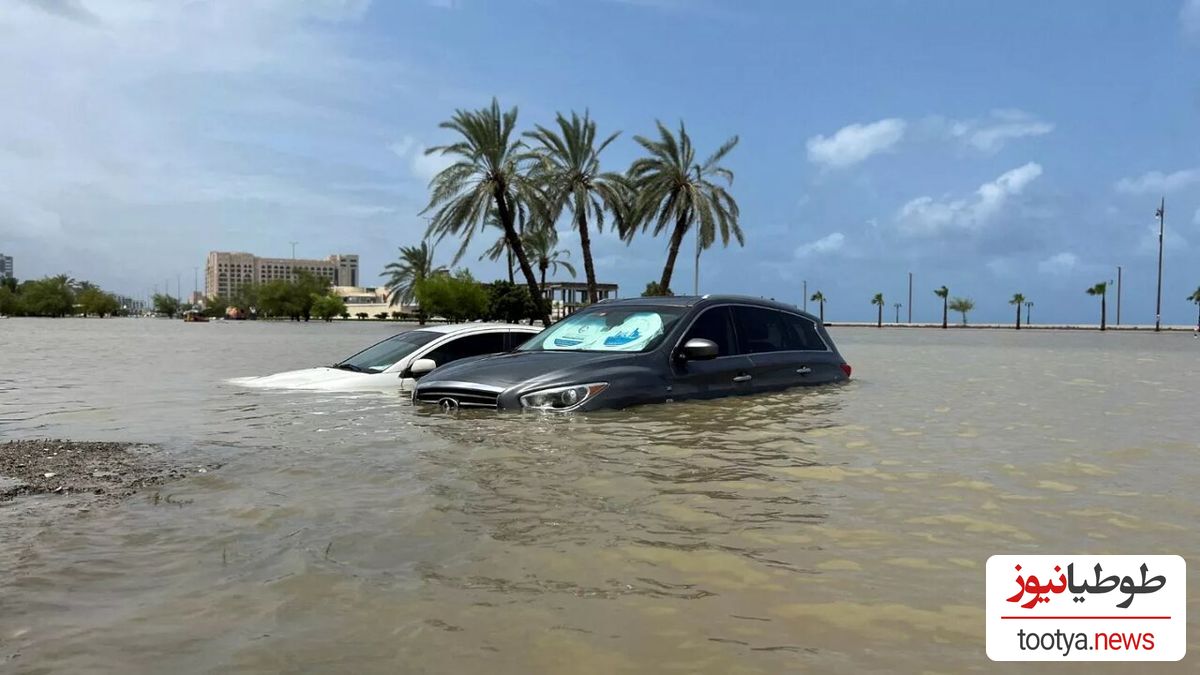 تصاویر آخرالزمانی از بارش بی سابقه باران در دبی | دبی در آب غرق شد!!!