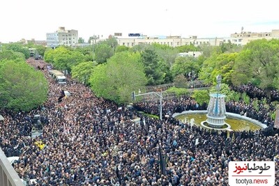 ویدیو+ اجتماع پرشور و سنگ تمام تبریزی‌ها برای خادمان ملت/ تشییع پیکر شهدای سانحه سقوط بالگرد