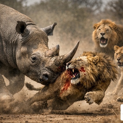 (ویدئو) مستند حیات وحش، راز بقا؛ نبرد وحشیانه کرگدن و شیرها؛ شاخ بزرگ در برابر جسارت شیرها