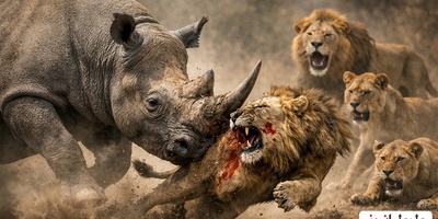 (ویدئو) مستند حیات وحش، راز بقا؛ نبرد وحشیانه کرگدن و شیرها؛ شاخ بزرگ در برابر جسارت شیرها