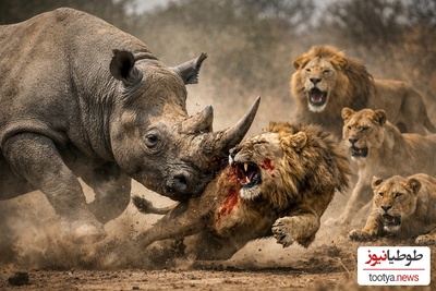 (ویدئو) مستند حیات وحش، راز بقا؛ نبرد وحشیانه کرگدن و شیرها؛ شاخ بزرگ در برابر جسارت شیرها