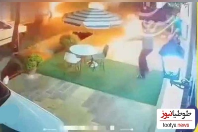 فاجعه وحشتناک در سیرجان؛ لحظه زنده‌زنده سوختن جوان مقابل دوربین‌های مداربسته + ویدیو 18+